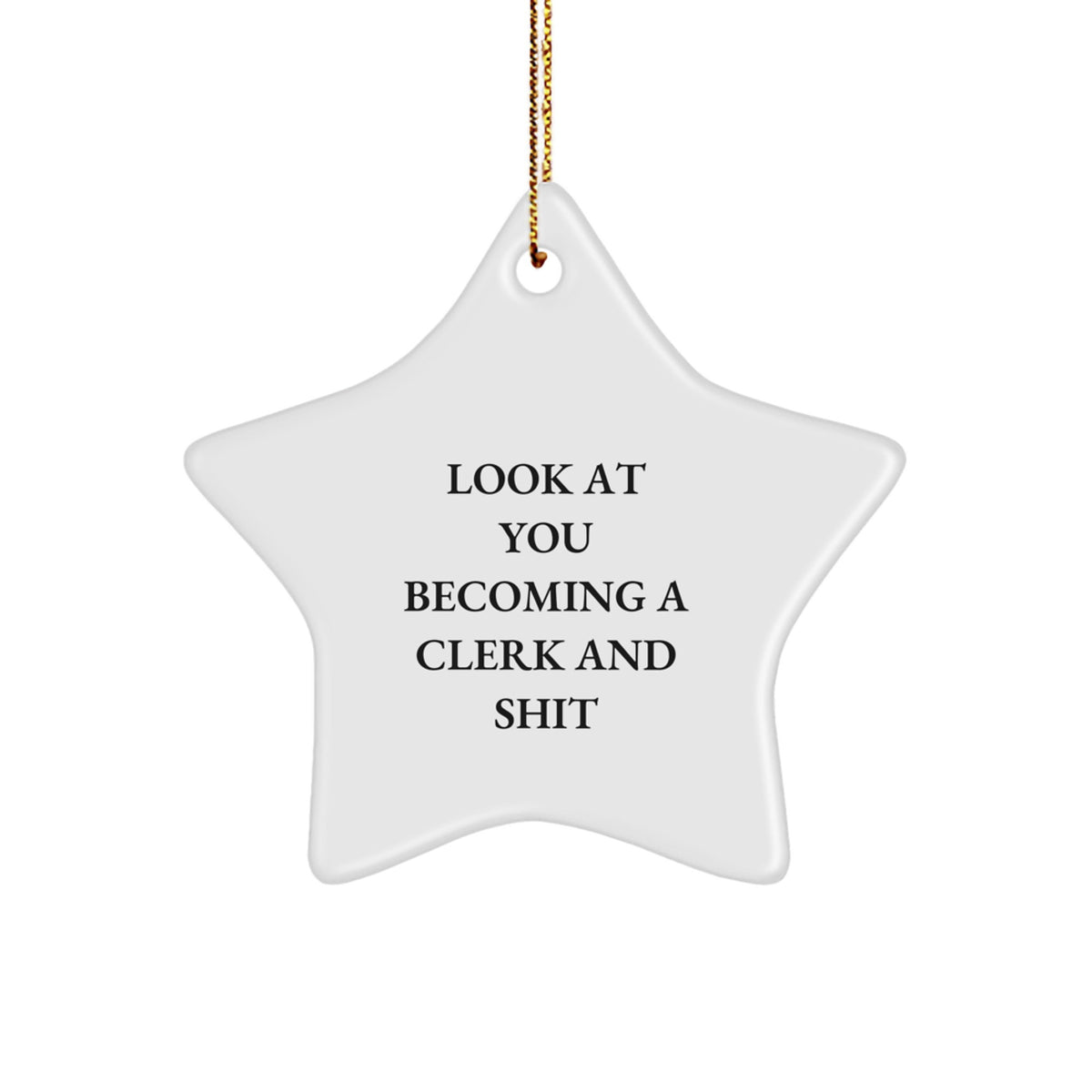 Funny Clerk Gifts, 'Look At You Becoming A Clerk And Shit' Star Ornament, Gifts from Family, Friends, Coworkers, Gifts for Clerk, Christmas Decorations - Image 1