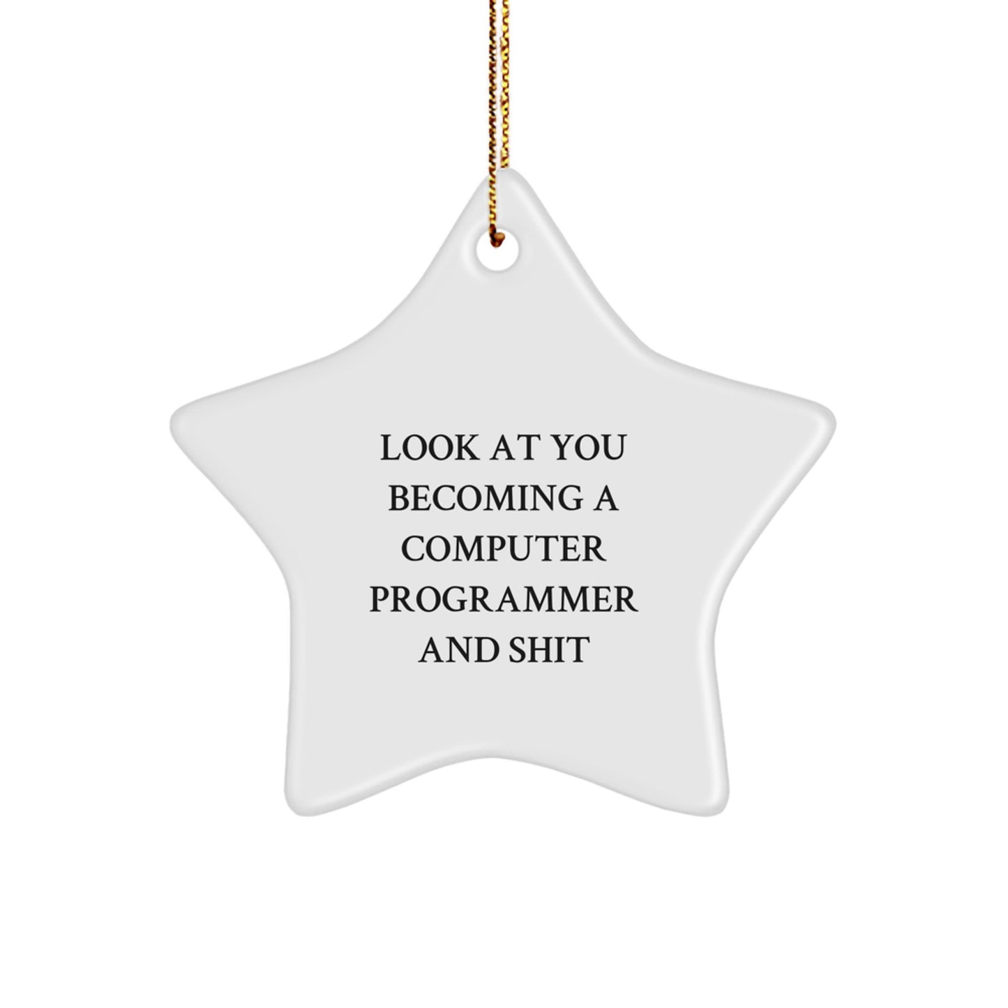 Funny Computer Programmer Gifts for Him from Family - Look At You Becoming A Computer Programmer And Shit Star Ornament for Christmas - Image 1