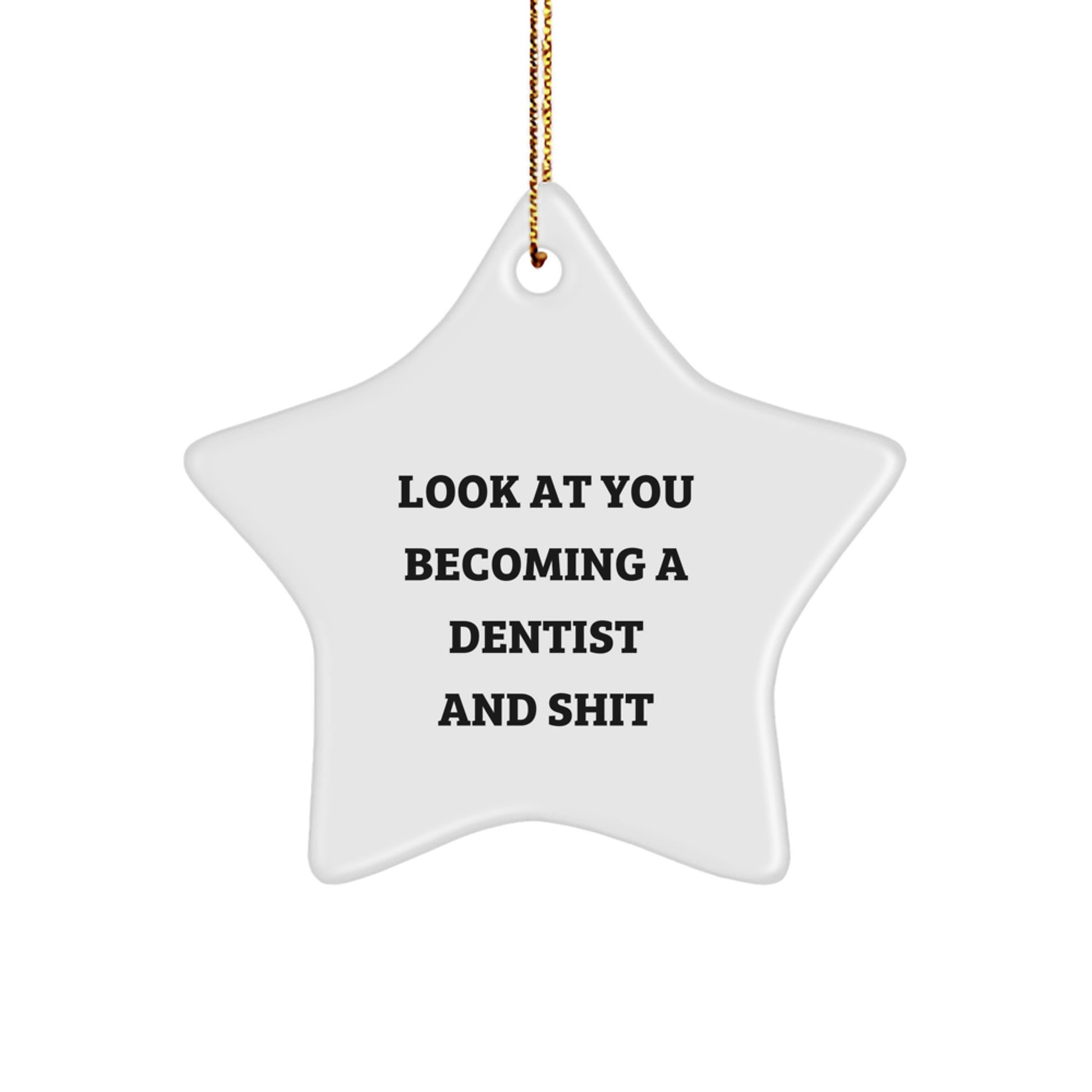 Funny Dentist Gifts for Christmas - 'Look At You Becoming A Dentist And Shit' Star Ornament Gifts from Family to Dentist - Image 1