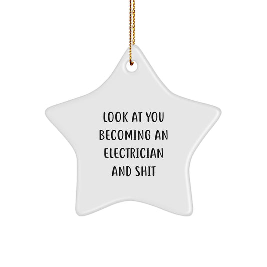 Gifts from Men to Electrician - Funny Star Ornament for Christmas - 'Look At You Becoming An Electrician And Shit' - Unique Electrician Gifts - Image 1