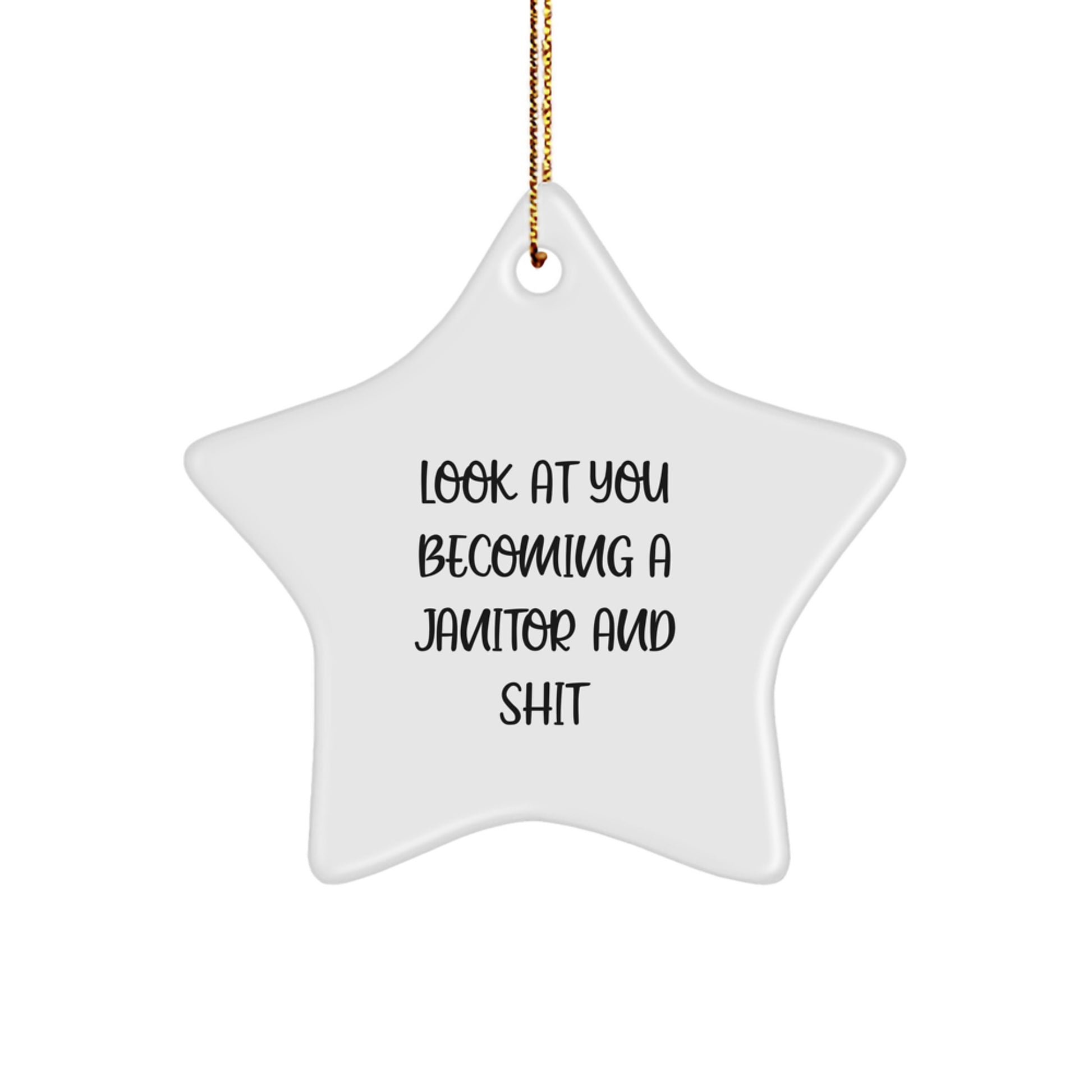 Funny Janitor Gifts from Friends - Star Ornament for Him or Her, Look At You Becoming A Janitor And Shit, Unique Christmas Memorable Presents, Gifts for Janitor - Image 1