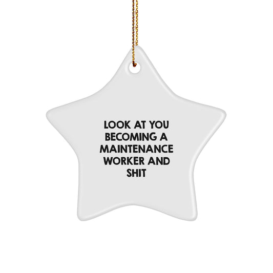 Funny Maintenance Worker Gifts for Him - Star Ornament from Friends and Family, Gifts for Maintenance Worker at Christmas Unique - Image 1