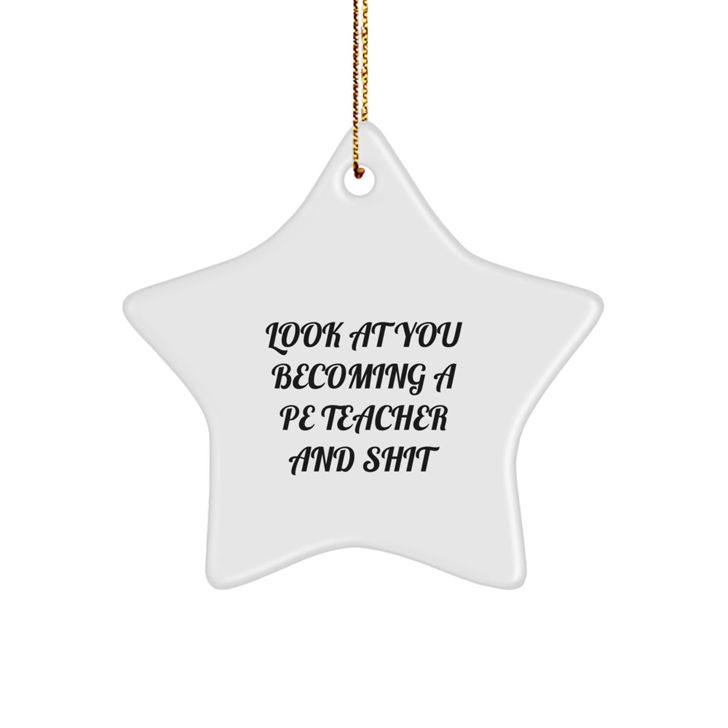 Funny PE Teacher Star Ornament Gifts from Friends for Christmas Unique - Image 1