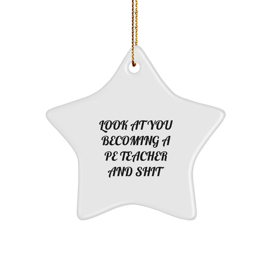 Funny PE Teacher Star Ornament Gifts from Friends for Christmas Unique - Image 1