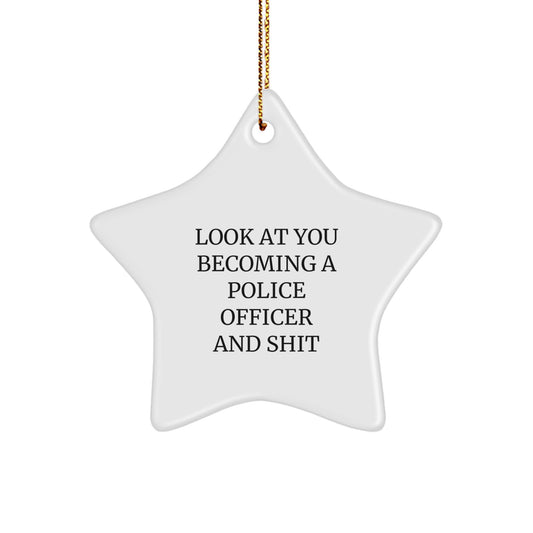 Funny Police Officer Star Ornament, Gifts from Men to Police Officer, for Christmas Unique Gifts - Image 1