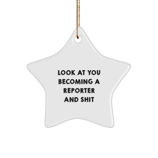Funny Reporter Star Ornament, Gifts from Friends for Reporter, Unique Christmas Star Gifts - Image 1