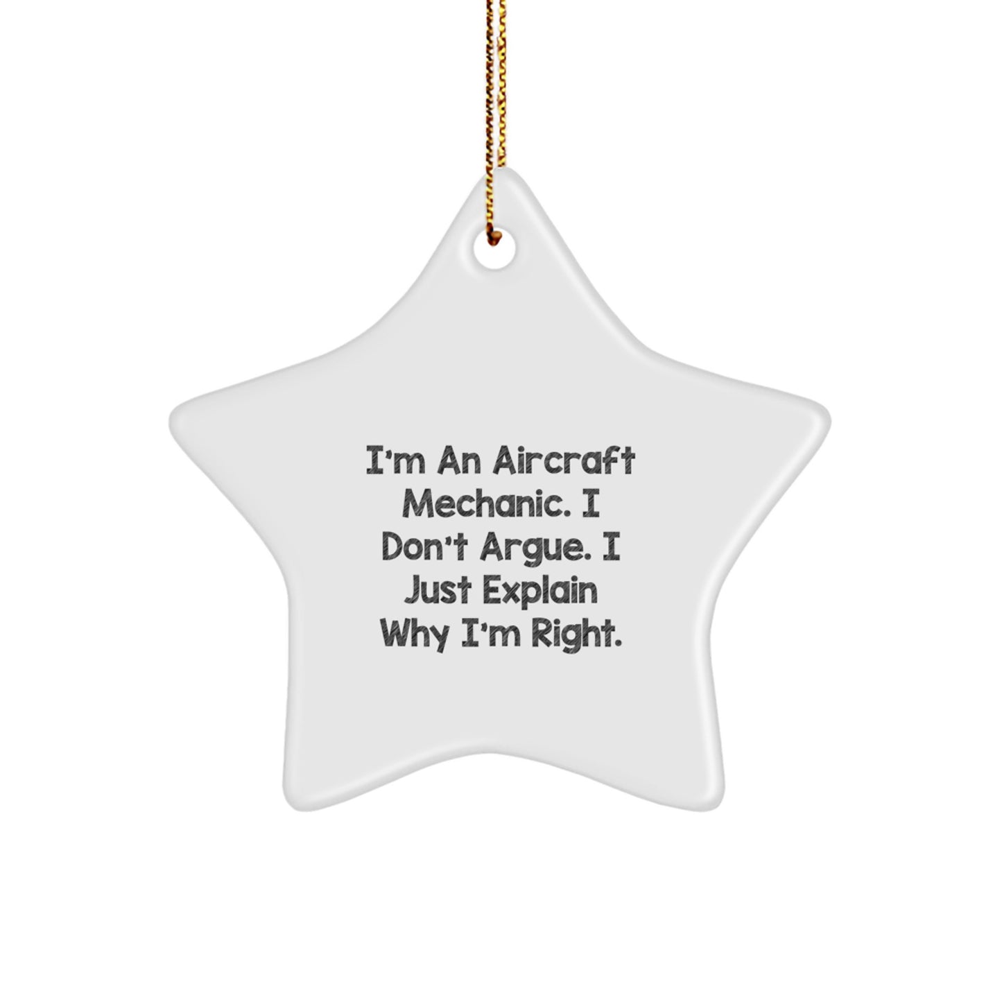Aircraft Mechanic Funny Gifts from Friends, Star Ornament with Inspirational Quote, Christmas Unique Gifts for Men - Image 1