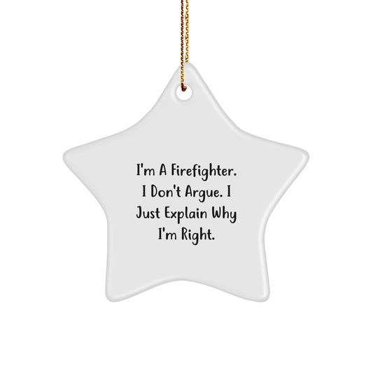 Funny Firefighter Star Ornament Gifts from Men to Firefighter Friends during Christmas Unique - Image 1