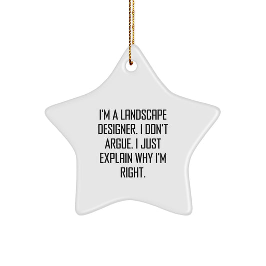 Landscape Designer Humor Funny Star Ornament, Christmas Unique Gifts for Landscape Designer Friends Family Coworkers - Image 1