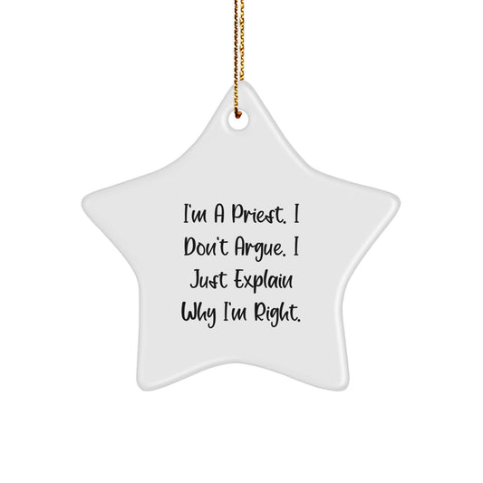 Funny Priest Star Ornament Gifts for Men Priest Friends and Family Christmas Unique Decorations - Image 1