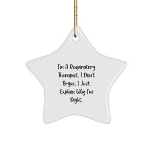 Funny Gifts from Friends for Respiratory Therapist Star Ornament, Christmas Unique Decorations - Image 1