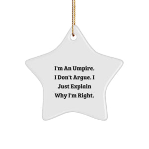 Funny Umpire Star Ornament Gifts for Him from Friends, Christmas Unique Gifts, Inspirational Umpire Decorations - Image 1