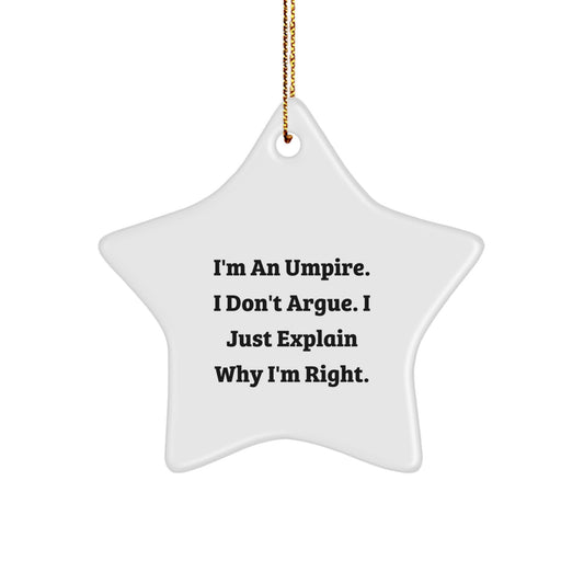 Funny Umpire Star Ornament Gifts for Him from Friends, Christmas Unique Gifts, Inspirational Umpire Decorations - Image 1