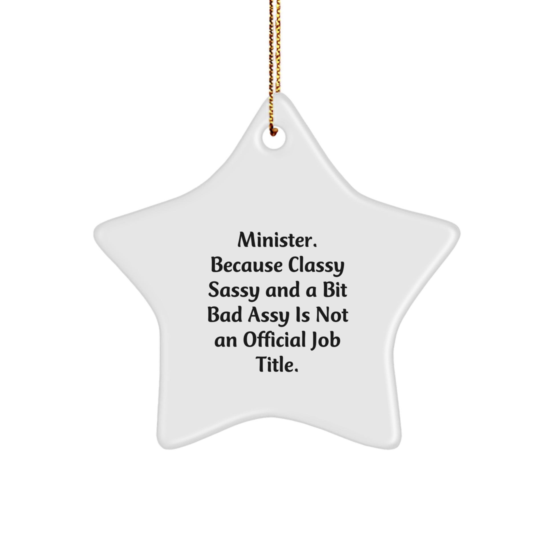 Minister Christmas Star Ornament Gifts from Friends, Funny Quote Minister Star Shaped Decorations for Minister - Image 1