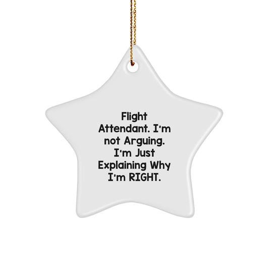 Funny Flight Attendant Gifts from Friends and Family - Inspirational Star Ornament, 'I'm Not Arguing, I'm Just Explaining Why I'm Right' Quote, Christmas Unique Gifts for Flight Attendants - Image 1