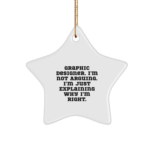 Funny Graphic Designer Gifts from Friends for Him - Star Ornament, Christmas Unique Gifts for Graphic Designers - Image 1