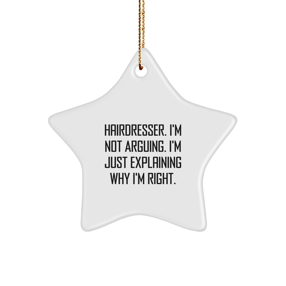 Funny Hairdresser Gifts from Friends, Star Ornament Decorations for Christmas Unique Gifts, Hairdresser I'm Not Arguing. I'm Just Explaining Why I'm Right. - Image 1