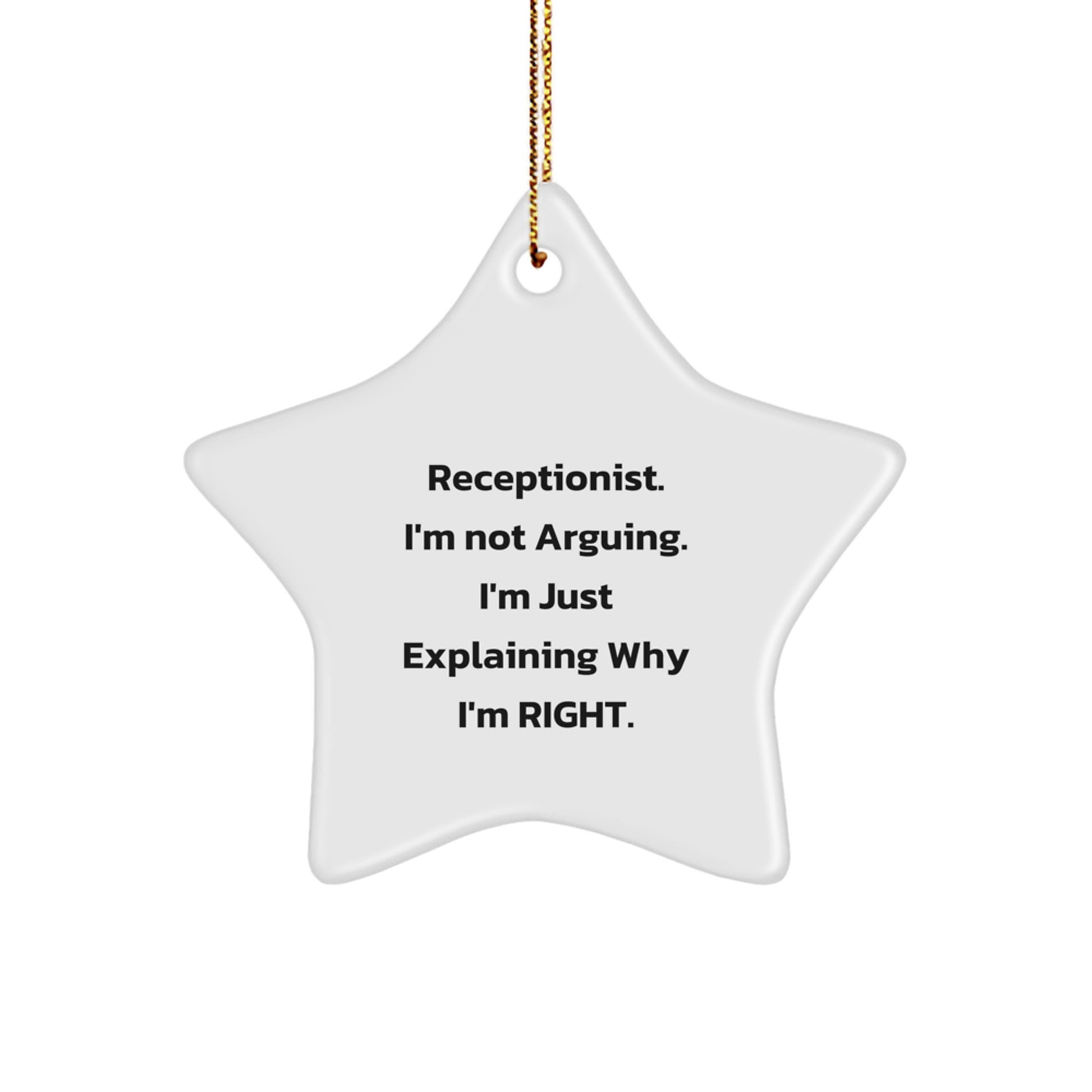 Funny Receptionist Gifts from Coworkers Christmas Star Ornament, Inspirational Office Decoration for Receptionist Desk - Image 1
