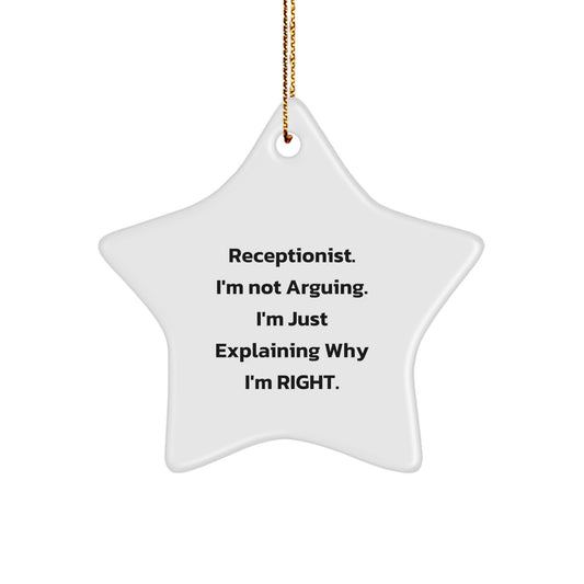 Funny Receptionist Gifts from Coworkers Christmas Star Ornament, Inspirational Office Decoration for Receptionist Desk - Image 1