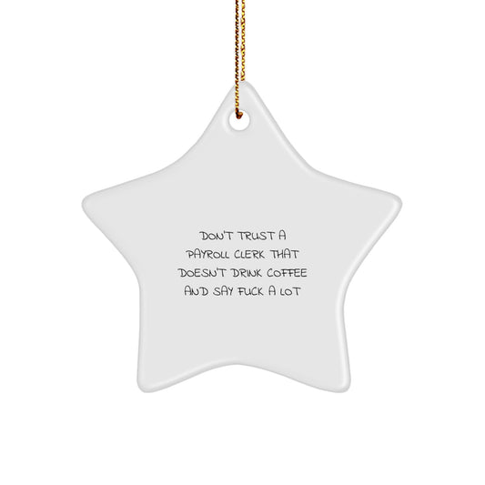 Funny Payroll Clerk Gifts for Men from Friends, Personalized Star Ornament for Payroll Clerk Christmas Unique Gifts - Image 1