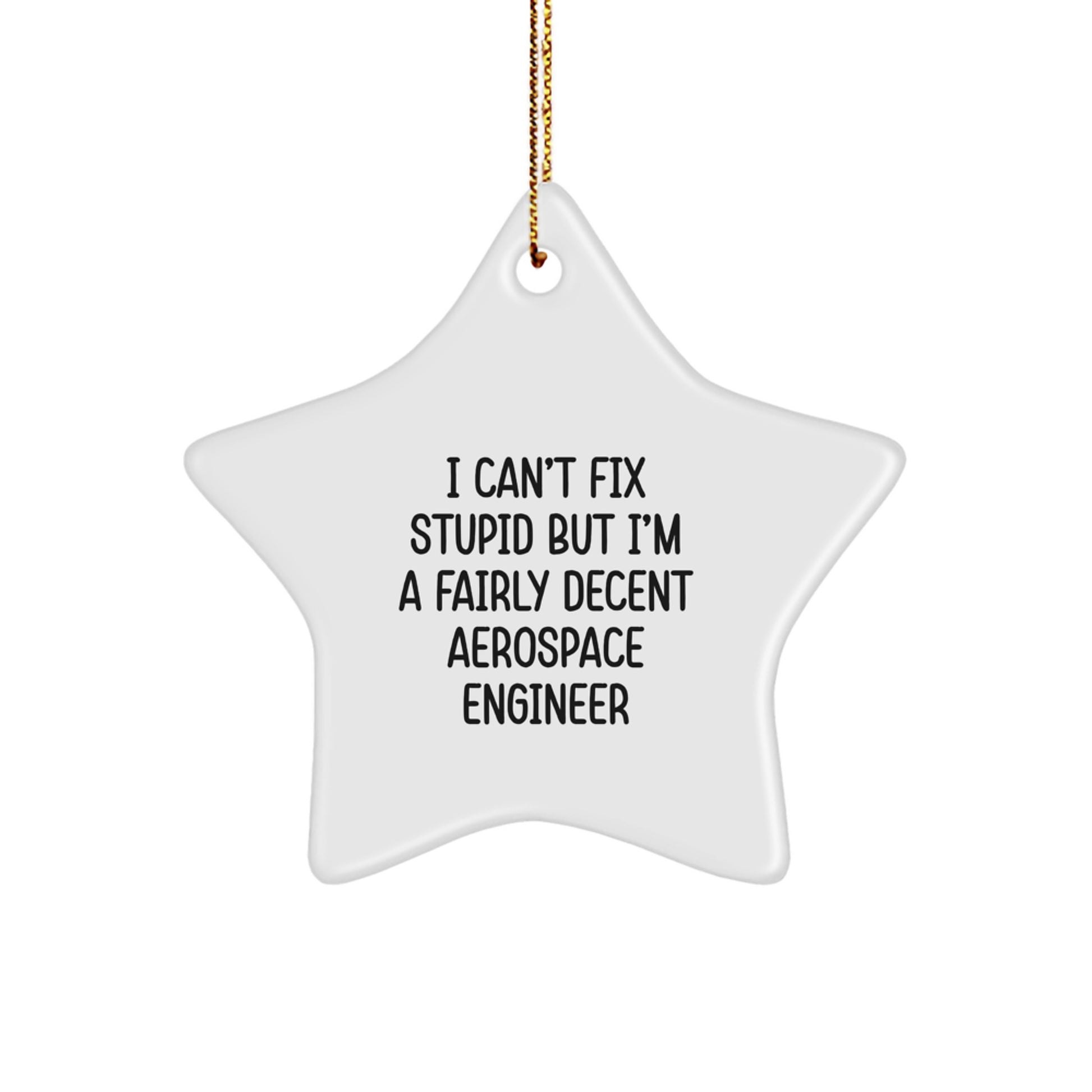 Funny Aerospace Engineer Star Ornament Gifts for Men Women Friends Family with I Can't Fix Stupid Quote, Unique Christmas Decorations - Image 1