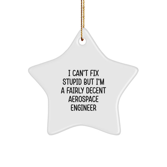 Funny Aerospace Engineer Star Ornament Gifts for Men Women Friends Family with I Can't Fix Stupid Quote, Unique Christmas Decorations - Image 1