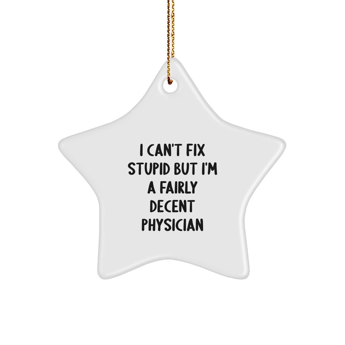Funny Gifts from Men to Physician - 'I Can't Fix Stupid' Star Ornament for Christmas Unique Gifts - Image 1