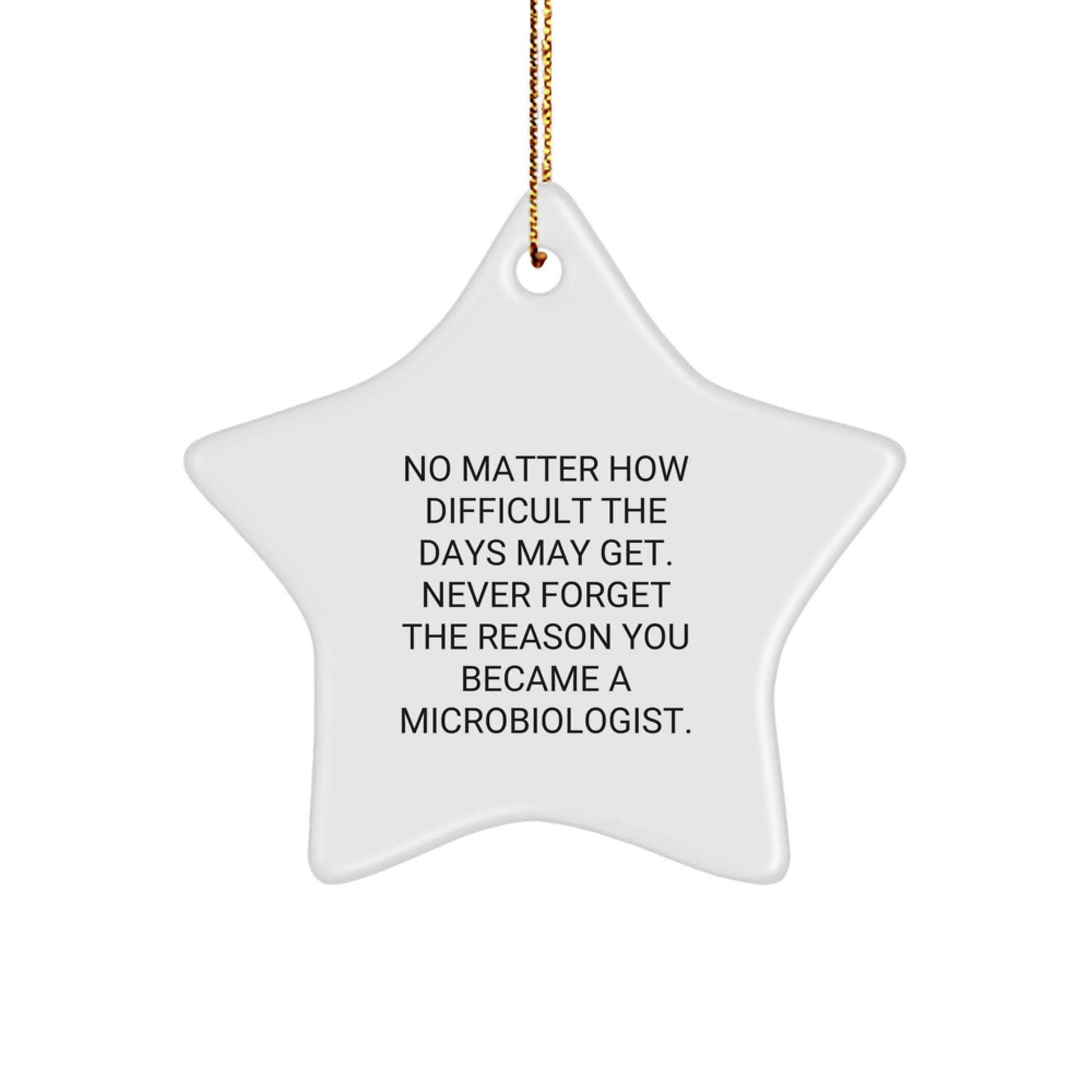 Funny Microbiologist Gifts from Friends, Unique Star Ornament for Christmas, Inspirational Quote 'No Matter How Difficult The Days May Get' - Image 1