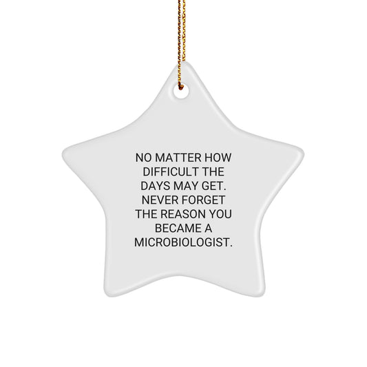 Funny Microbiologist Gifts from Friends, Unique Star Ornament for Christmas, Inspirational Quote 'No Matter How Difficult The Days May Get' - Image 1