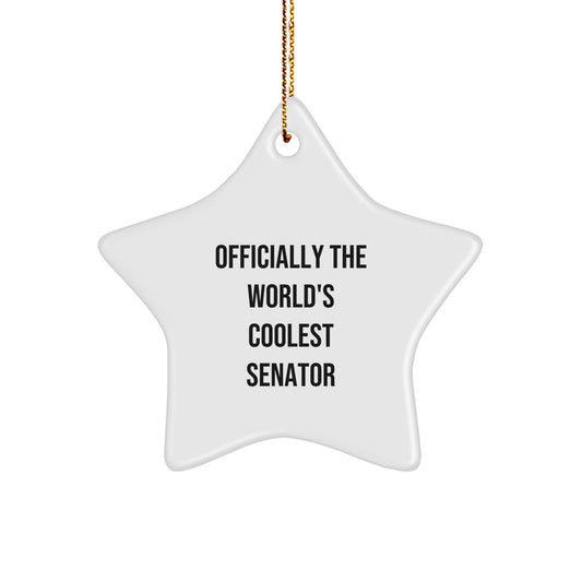 Funny Christmas Unique Gifts from Men to Senator Star Ornament - Officially The World's Coolest Senator Quote - Image 1