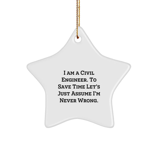 Funny Civil Engineer Gifts from Friends for Men - Star Ornament Christmas Unique Decorations - Image 1