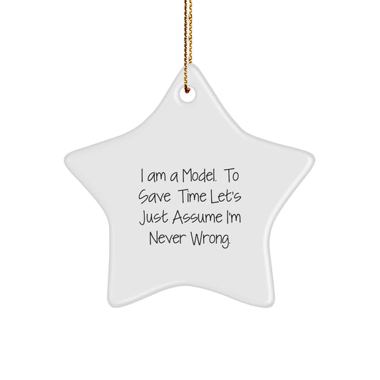 Funny Model Gifts for Friends, Star Ornament with Gold Cord, Christmas Unique Presents from Family - Image 1