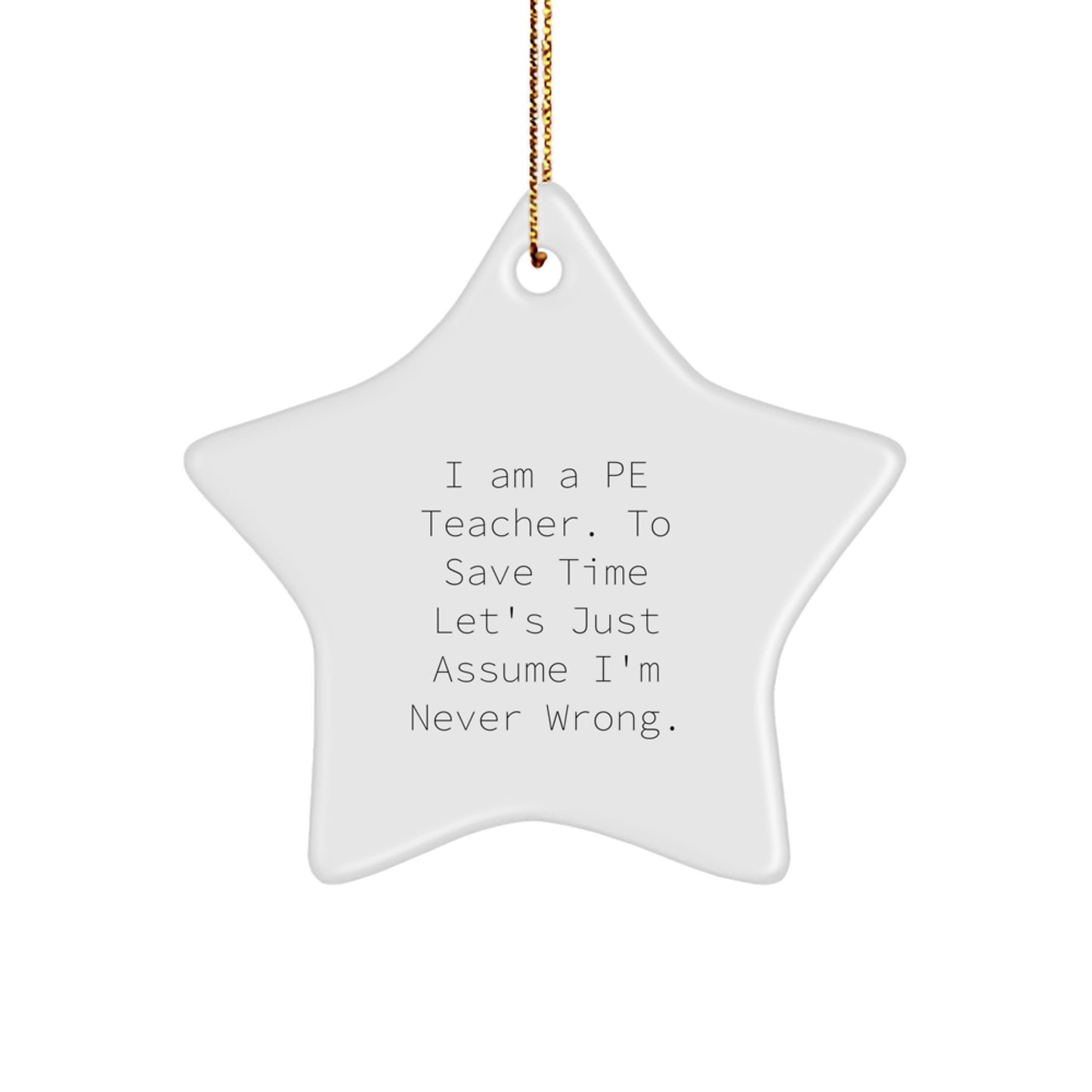 Funny PE Teacher Star Ornament Gifts from Friends for Men Women Coworkers and Family - Image 1