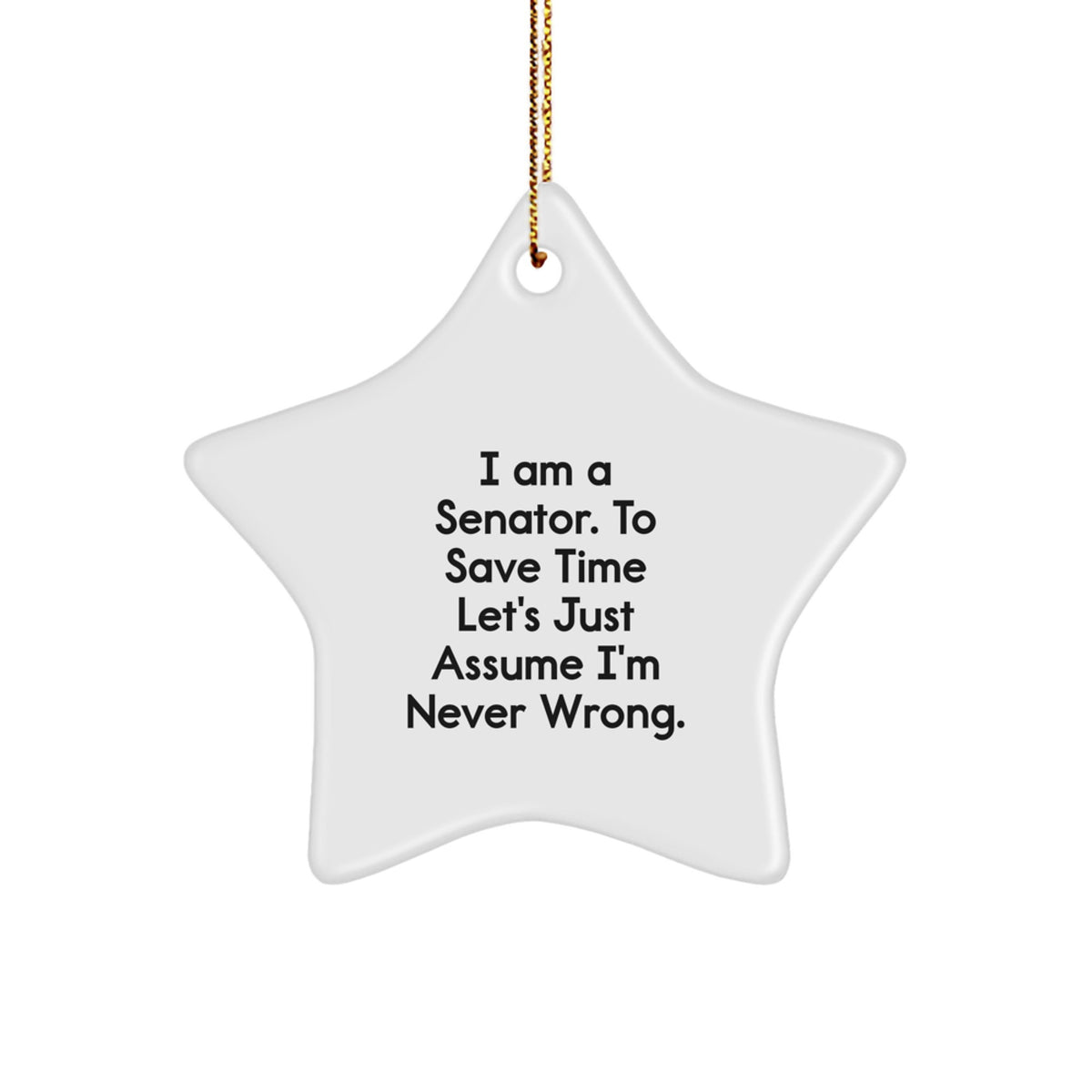 Funny Senator Gifts from Men, Women, Friends, or Family - I'm Never Wrong Star Ornament for Senator, Christmas Unique Gifts - Image 1