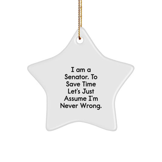 Funny Senator Gifts from Men, Women, Friends, or Family - I'm Never Wrong Star Ornament for Senator, Christmas Unique Gifts - Image 1
