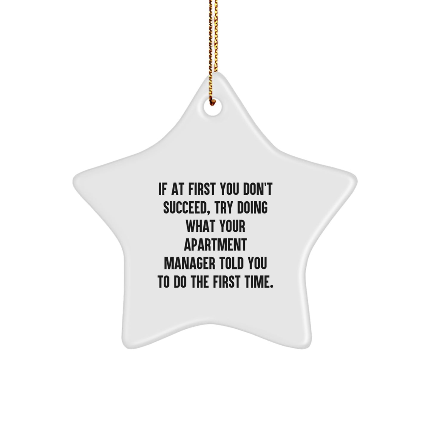 Funny Gift Ideas for Apartment Manager Friends and Family, Christmas Unique Star Ornament, If At First You Don't Succeed Gifts from Men, Women, Friends, Coworkers, Family - Image 1