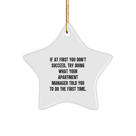 Funny Gift Ideas for Apartment Manager Friends and Family, Christmas Unique Star Ornament, If At First You Don't Succeed Gifts from Men, Women, Friends, Coworkers, Family - Image 1