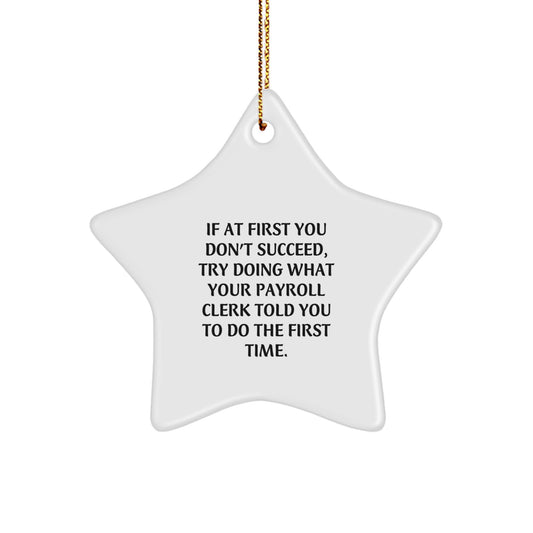 Funny Payroll Clerk Gifts from Friends for Christmas Unique Star Ornament Inspirational Quote Payroll Clerk - Image 1