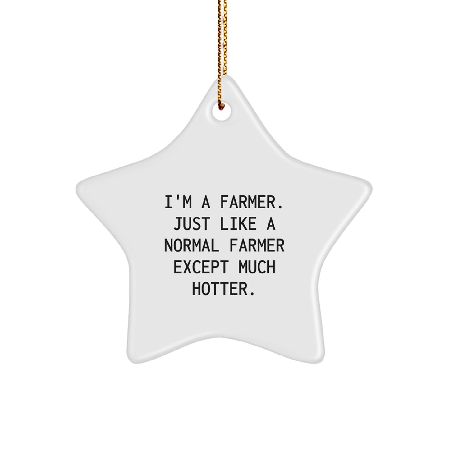 Funny Farmer Gifts - 'I'm A Farmer. Just Like A Normal Farmer Except Much Hotter.' Star Ornament for Men, Women, Friends, or Coworkers - Image 1