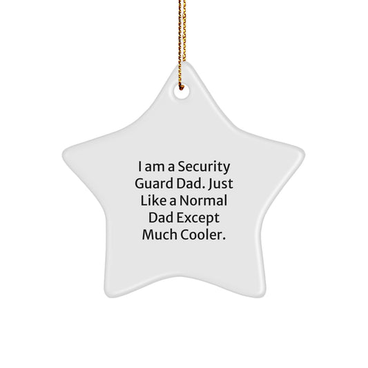 Security Guard Dad Gifts from Family - Star Ornament with Funny Quote, Christmas Unique Gifts for Security Guard Men - Image 1
