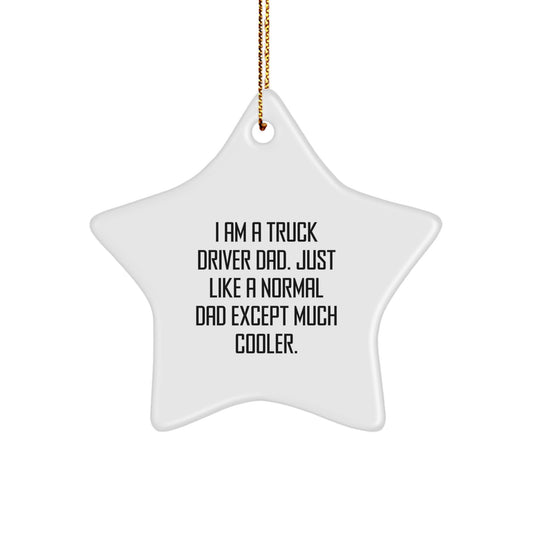 Funny Truck Driver Dad Gifts from Men - I Am A Truck Driver Dad Gifts for Truck Driver Christmas Unique Decorations Star Ornament - Image 1