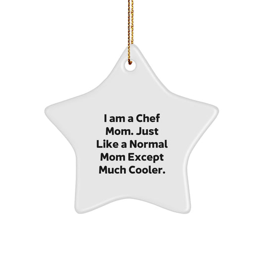 Chef Star Ornament Funny Gift for Mom, Star-Shaped White Decor with Gold Cord, Perfect Christmas Unique Gifts from Family to Chef Mom - Image 1