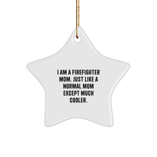 Christmas Gift for Her Firefighter Mom Star Ornament Present - Image 1