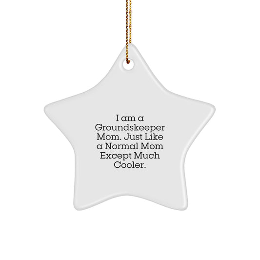 groundskeeper Mom Gifts - Star Ornament for Christmas Decorations from Family, Funny groundskeeper Mom Quote Star-Shaped - Image 1