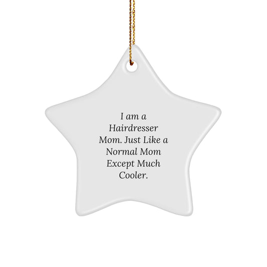 Hairdresser Gifts from Family for Hairdresser Mom Star Ornament Christmas Unique Gifts with Funny Quote - Image 1