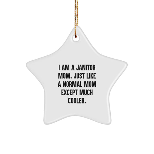 Funny Janitor Gifts Star Ornament for Janitor Mom or Dad, Christmas Unique Gift from Family or Friends - Image 1
