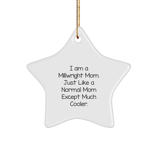 Christmas Gift for Her Millwright Mom Star Ornament White Present - Image 1