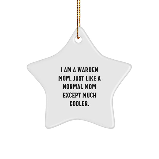 Warden Star Ornament Gifts from Family for Warden Mom - Funny Mom Quote Star Decoration - Image 1