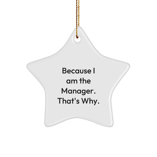 Christmas Gift for Teens Funny Manager Star Ornament - Because I Am The - Image 1