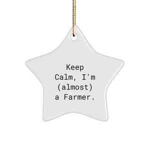 Farmer Christmas Ornament Gift - Keep Calm, I'm (Almost) A Farmer - Image 1